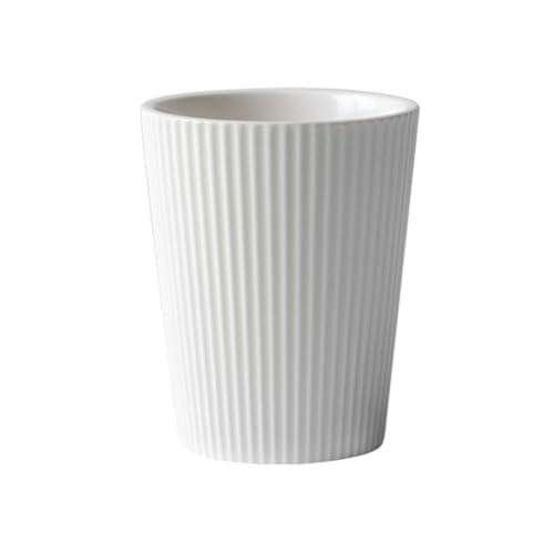 Wongwongcat White Ceramic Vertical Stripe Toothbrush Cup - Couple Bathroom Tumbler & Coffee Mug