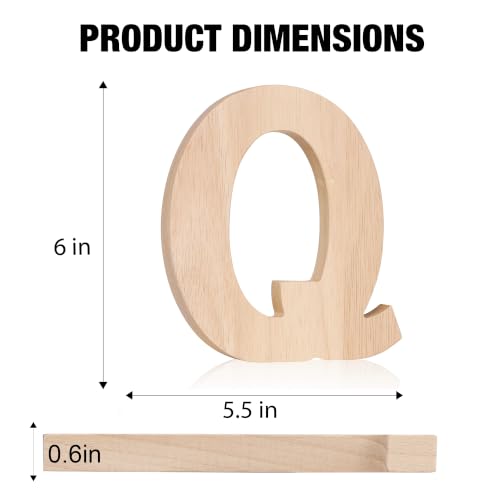 Oubest 6-Inch Unfinished Wooden Letter Q for DIY Crafts and Wall Decor