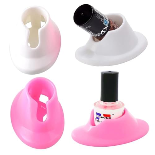 Pink Rubber Nail Polish Holder Anti-Spill Stand 2Pcs