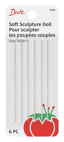 Dritz 56D Extra-Long Doll Needles - 3-Inch for Crafting (6-Count)