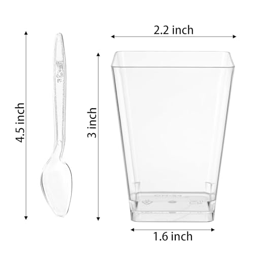 Legredic 30 Pack 5 oz Plastic Dessert Cups with Spoons | Clear Party Serving Cups