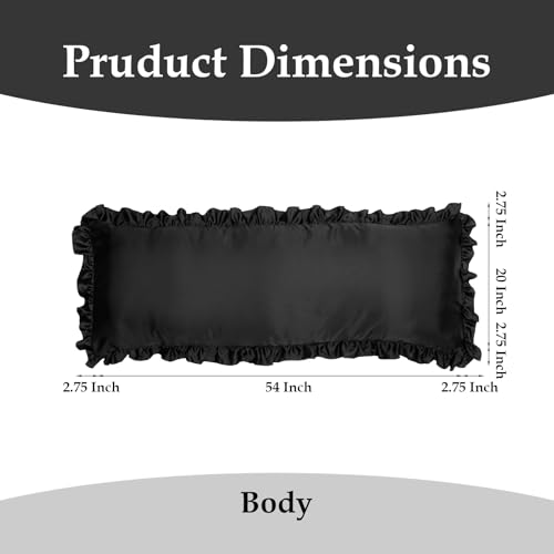 Ruffled Satin Pillowcase Body Size 20x54 inch Black - 1 Pack