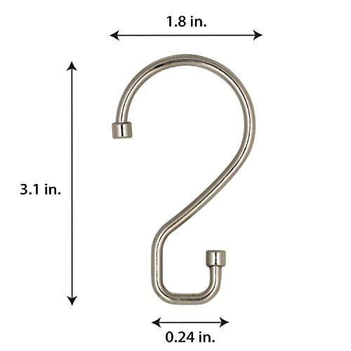 Bath Bliss S-Hook Shower Curtain Rings - 12 Pack, Satin Finish