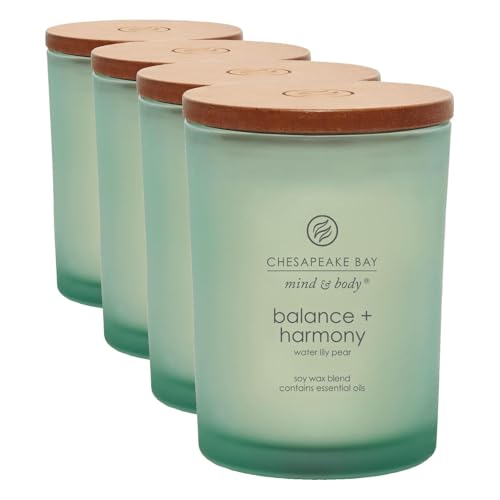 Chesapeake Bay Balance + Harmony Candle Set - Water Lily Pear, 8.8oz (Pack of 4) - 50 Hour Burn Time
