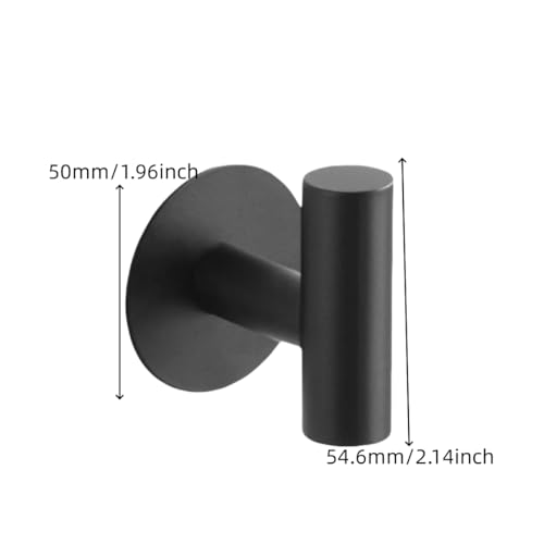 304 Stainless Steel Adhesive Hooks - Heavy Duty Coat Holder, Matte Black