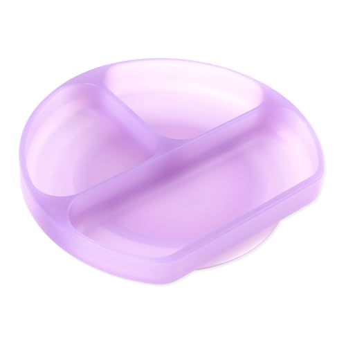 Bumkins Silicone Suction Plate for Toddlers - Divided Grip Dish in Purple Jelly