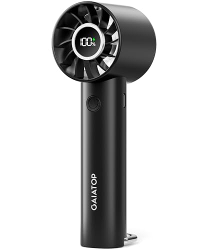 Gaiatop Portable Mini Fan - USB Rechargeable, 3 Speeds, LED Display