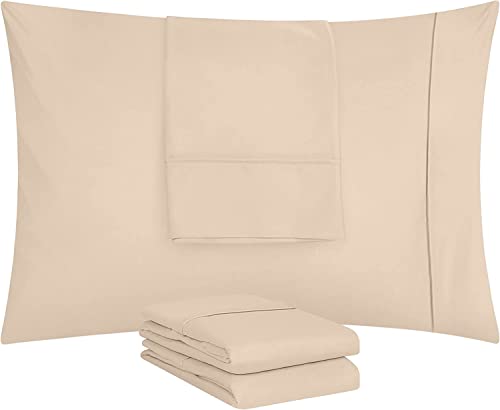 Utopia Bedding Queen Pillowcases Set of 2, Beige Soft Microfiber Pillow Covers