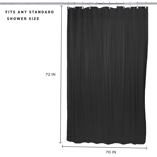 Bath Bliss Heavy Duty PVC Shower Curtain Liner, Black, 72-Inch Length