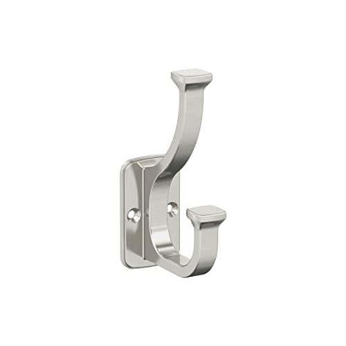 Amerock Satin Nickel Double Prong Wall Hook for Coats & Towels