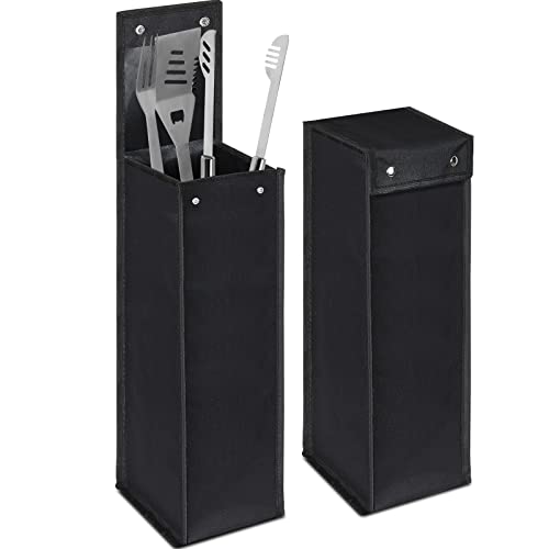 Grill Utensil Storage Bag - Durable Oxford BBQ Tool Holder Pouch, Black