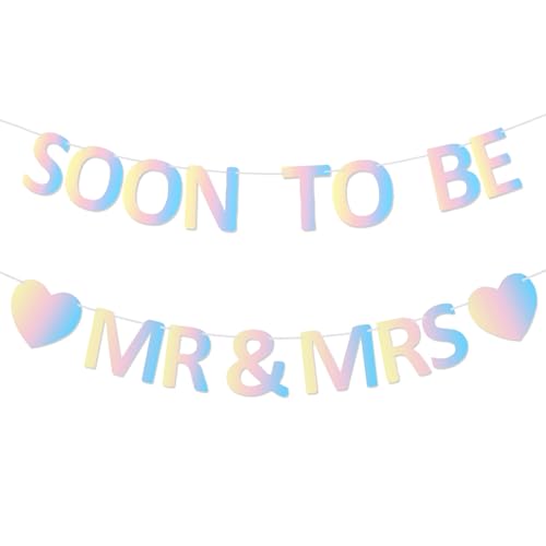 Soon To Be Mr & Mrs Glitter Banner Pre-Strung Engagement Decor