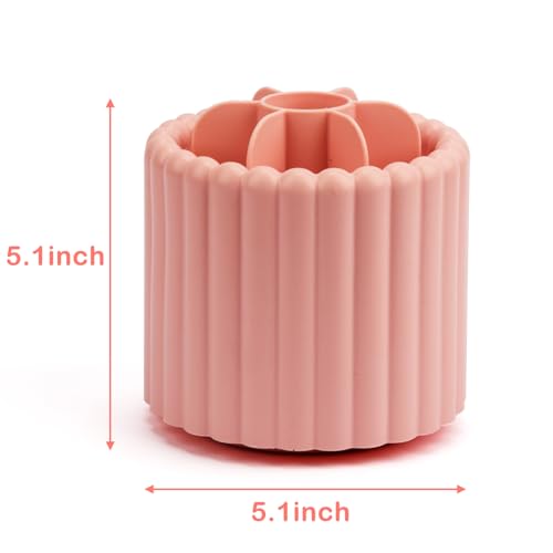 360 Rotating Makeup Brush Organizer - Pink 7-Slot Cosmetic Storage Cup