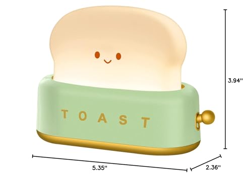 MeXYZ Cute Desk Decor Toaster Lamp, Kawaii Accessories Small LED Night Light for Kids Teen Girls, Room Decor Toast Lamp for Bedroom, Bedside, Living Room Aesthetic Stuff,Gift