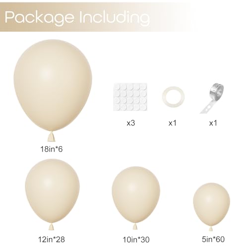 129-Piece Sand White Balloon Arch Garland Kit - Boho Party Decorations