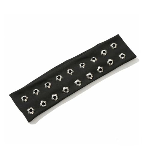 Grommet Headband Y2K Punk Wide Stretchy Cotton Hair Band