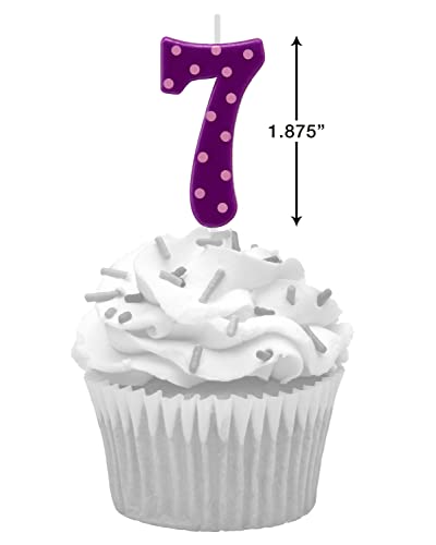 Purple Polka Dot Number 7 Birthday Candle by Papyrus