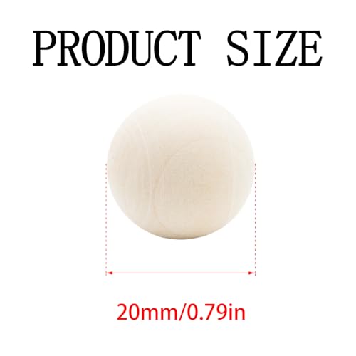 60 Pcs Unfinished Wooden Round Balls - 3/4" (20mm) Craft Beads