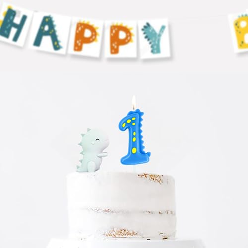 Blue Dinosaur Candle #3 - 2.76" Birthday Cake Topper
