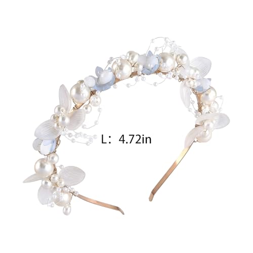 White Pearl Flower Headband for Women Wedding Bridal Hair Accessories