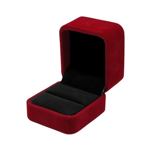 Small Wine Red Velvet Ring Box for Engagement, Proposal, and Wedding