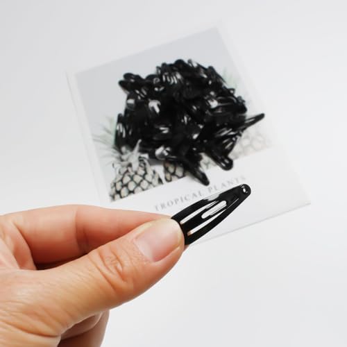 MJIYA 50 Pack Black Metal Snap Hair Clips 1.2 Inch Barrettes