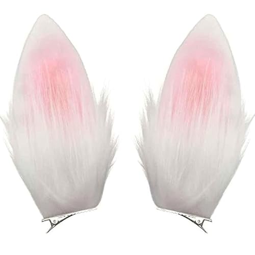 Amazleer Bunny Ear Hair Clips 2-Piece White Rabbit Ears Costume Prop
