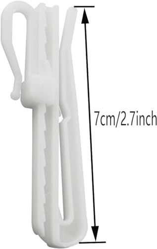 20 Adjustable Plastic Curtain Hooks for Pleater Tape - 7cm White