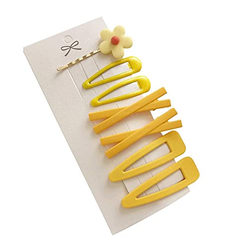 14-Piece Yellow Flower Hair Clips & Gold Barrettes Set for Women