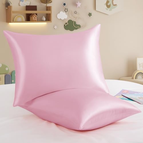 RUDONG M Satin Toddler Pillowcases 13x18 Inch, 2 Pack - Soft & Travel-Friendly