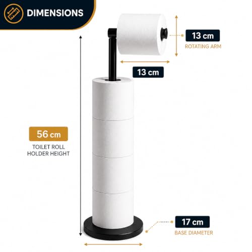 ZISH Freestanding Toilet Roll Holder - Stainless Steel Paper Organizer