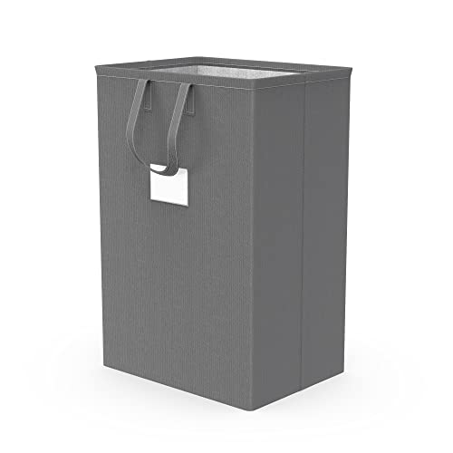 Marching Pin 75L Grey Laundry Hamper with Handles - Waterproof Tall Clothes Basket for Bedroom & Bathroom