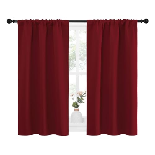 NICETOWN Burgundy Blackout Curtains for Small Windows - 29" x 40" (Set of 2)