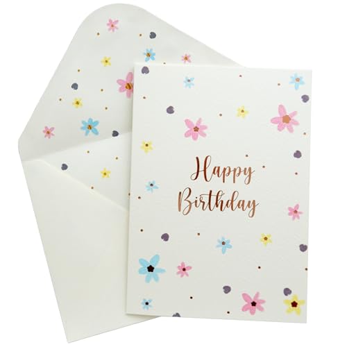 CHRIZ.Z Cutesy Floral Happy Birthday Card with Envelope - 5x7"