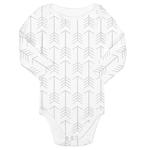 BaeBae Goods Long Sleeve Baby Bodysuit Set - Grey/White Triangles, 12 Months