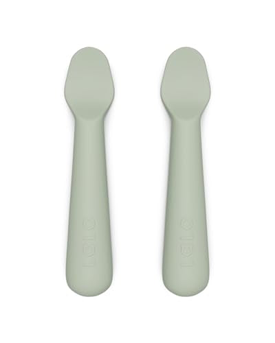 Lalo Little Spoon 2-Piece Set - Sage Silicone Baby Feeding Spoons