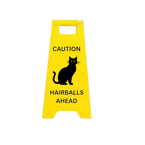 Caution Hairballs Ahead Mini Sign - Funny Gift for Cat Lovers
