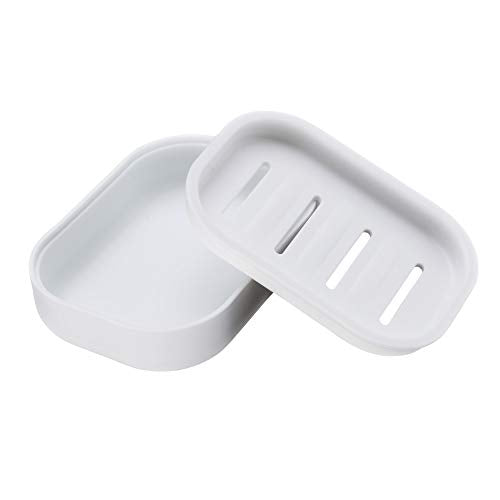 UVIVIU Plastic Soap Dish with Drain for Easy Cleaning, White