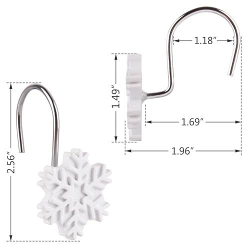 EVOOKA White Snowflake Shower Curtain Hooks - 12pcs Christmas Decor