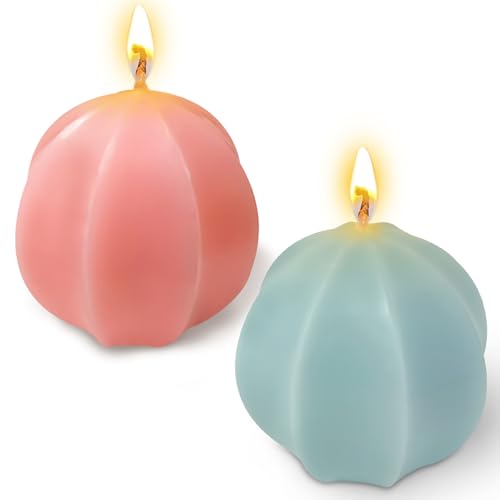 Hand-Poured Unscented Octagonal Pillar Candles - Pink & Blue