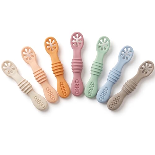PandaEar Silicone Baby Feeding Spoons – 7 Pack, BPA Free