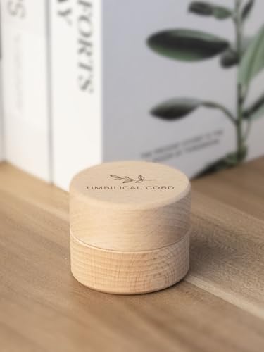 Minimalist Wooden Umbilical Cord Keepsake with Acrylic Box - Leaves