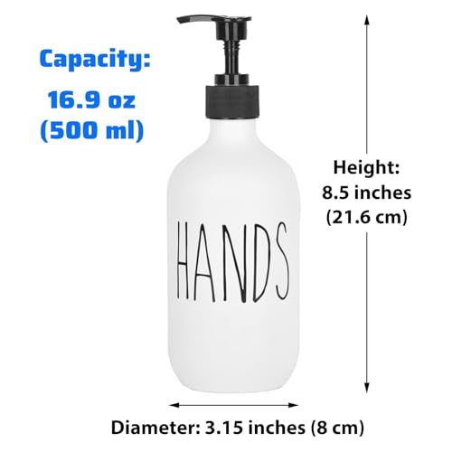 Large 500ml Plastic Hand Soap Dispenser with Pump - Refillable Bathroom Kitchen Decor
