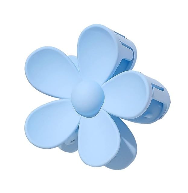 Sluswallow Large Floral Hair Claw Clip, Blue Flower Petal Hair Clip for Thick Hair