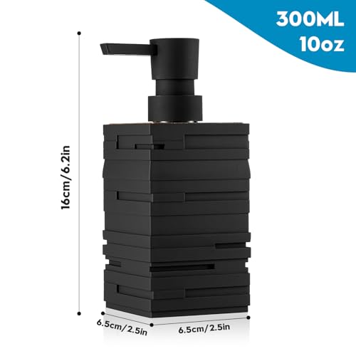 YAUKPH Matte Black Teak Wood Hand Soap Dispenser with Handcrafted Lid