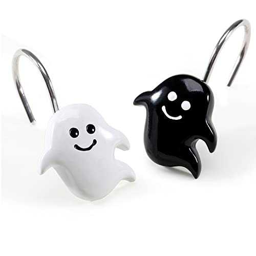 CHICTIE Halloween Ghost Shower Curtain Hooks - Set of 12 Rust-Resistant Rings