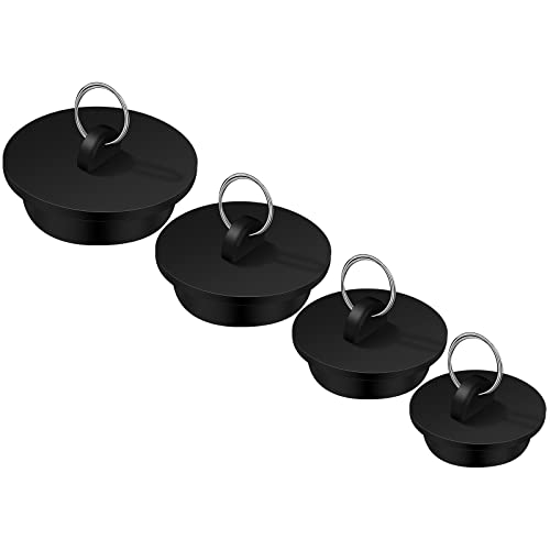 HESTYA 4-Piece Rubber Tub Stopper Set, Sizes 1-1/8 to 1-7/8 Inch