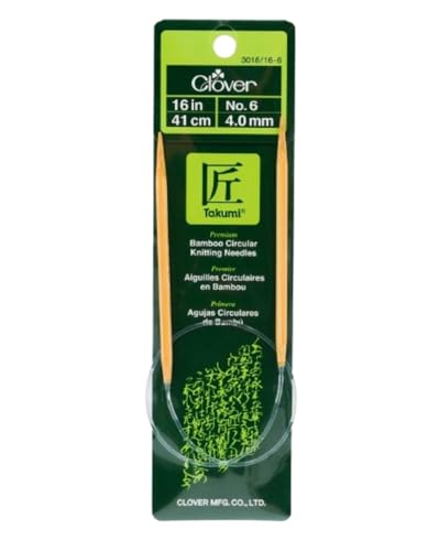 Clover Takumi Bamboo Circular Knitting Needles, Size 6 (4.00mm), 16-Inch