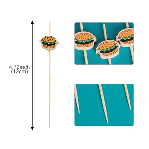 100PCS Hamburger Toothpicks - Reusable Cocktail Picks for Parties