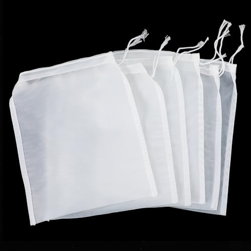 6 Pack Nylon Brew Bags for Straining & Nut Milk - 20x15cm
